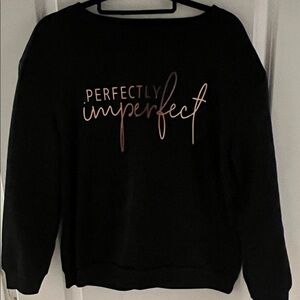 SHEIN Black Crew Neck Sweater with Script Design